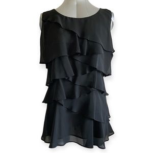 Collection Debenhams Black Witchy Sleeveless Layered Ruffled Top Blouse size 10